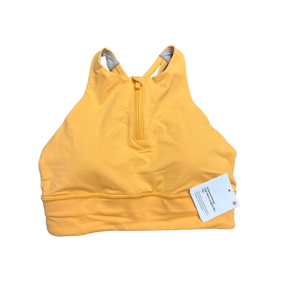 Lululemon Energy High Neck Longline Bra *Zip MGDM Mango Dream Yellow Sz 4 New